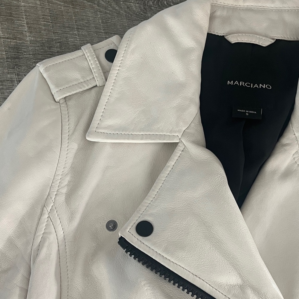 Marciano leather Cream Biker Jacket sz S - Picture 3 of 8
